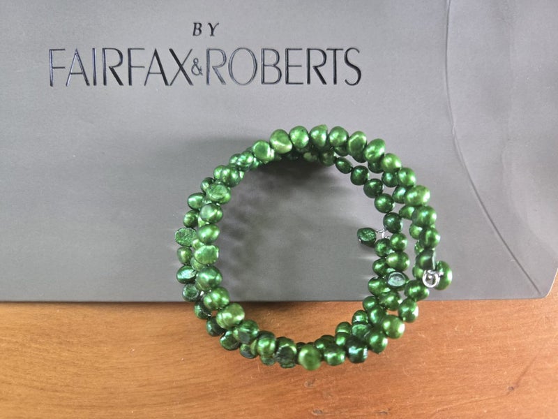 Green Pearl Wrap Bracelet Carousel 1