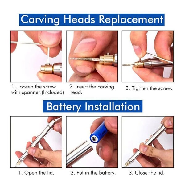 35000R/M Electric Precision Engraver Pen Engraving Tool Jewelry Wood Metal Glass Carousel 12