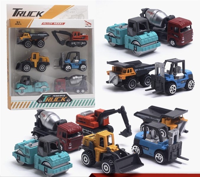 6PCS/Set 1:64 Alloy Engineering Vehicle Model Set- Color Style Carousel 1