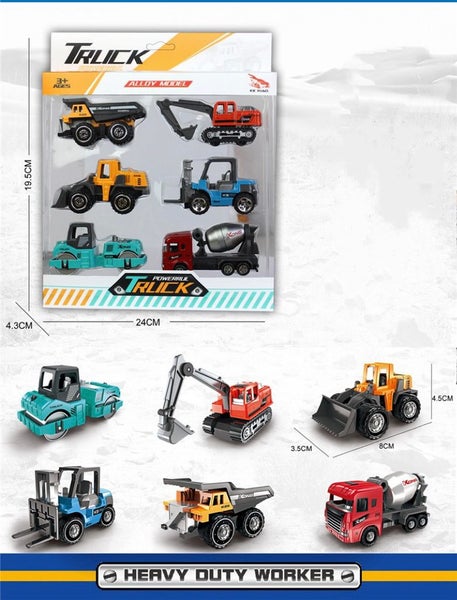6PCS/Set 1:64 Alloy Engineering Vehicle Model Set- Color Style Carousel 2