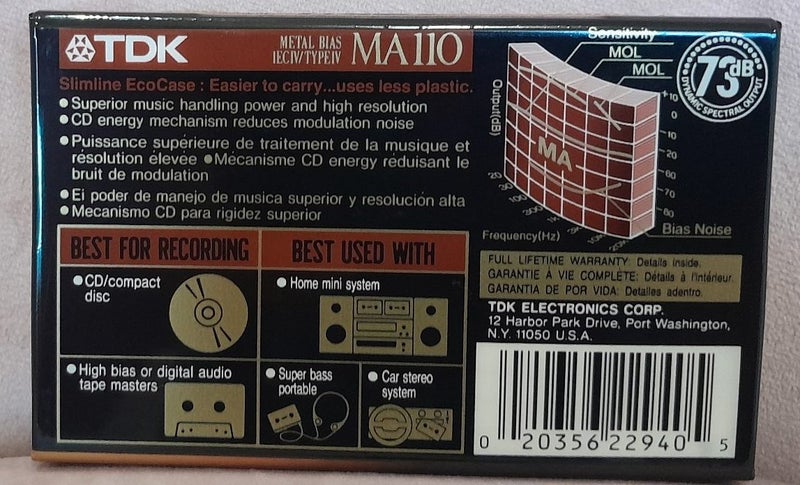Yes TDK! - 1 x TDK MA110 Type IV (Metal) Blank Audio Cassette Tape - new Carousel 2