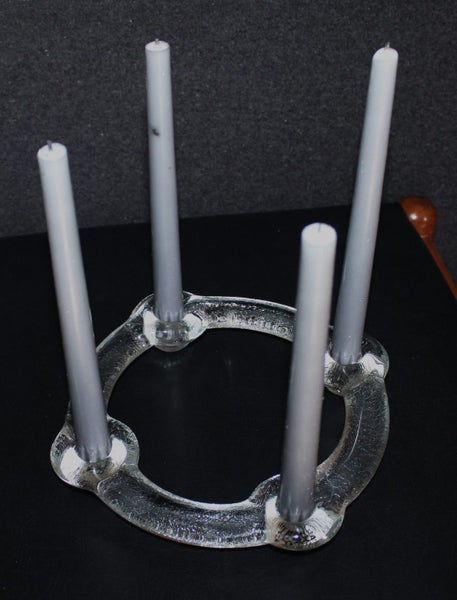 +++ VINTAGE SWEDISH" PUKEBERG - STAFFAN GELLERSTADT" ICE GLASS CANDLE HOLDER+++ Carousel 1