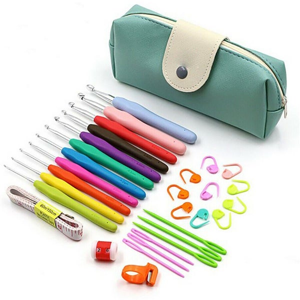 30Pcs Grip With handle Bag Needles Knitting Sets Soft Crochet Sewing Tools Hooks Carousel 1