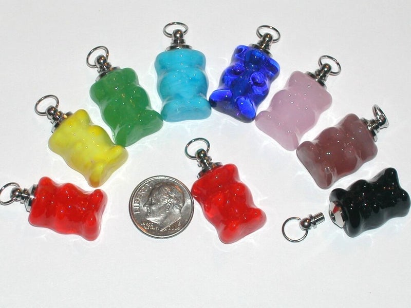 1pc Small Murano Glass Gummi Bear BOTTLE gummy vial necklace pendant Carousel 2