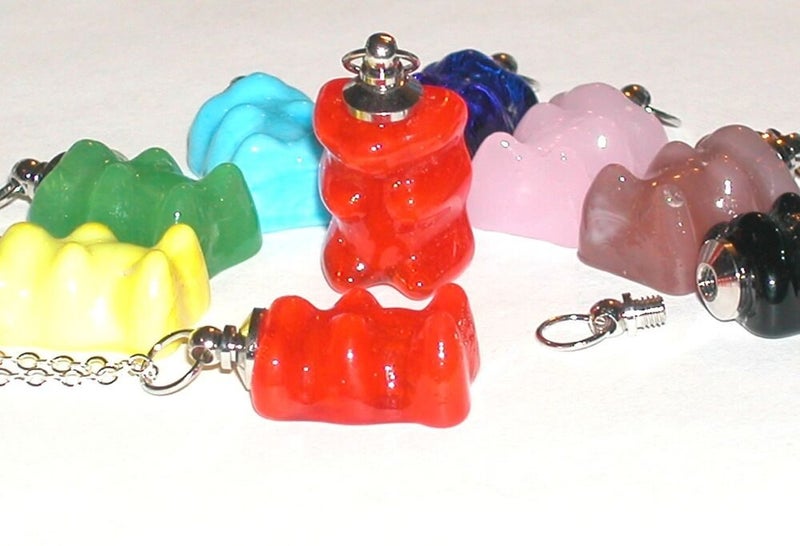 1pc Small Murano Glass Gummi Bear BOTTLE gummy vial necklace pendant Carousel 8