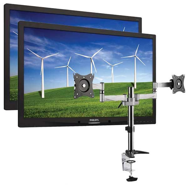 2 X Philips 24 inch LED LCD Monitor FULL HD HDMI with Table Stand Mount Carousel 1