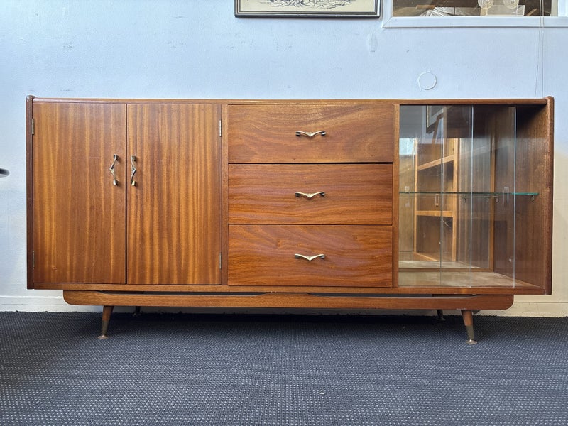 Mid-Century Vintage Solid Mahogany Sideboard Carousel 1