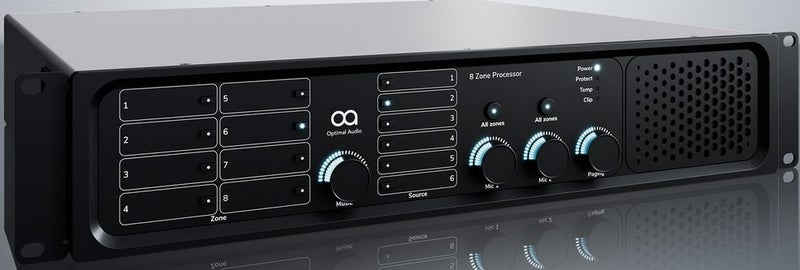 ZONE8P :: 8 zone audio controller with DSP, amplification and WebApp Carousel 1