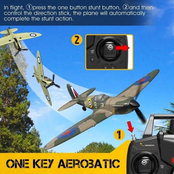 RC Plane - Ready To Fly - WWII Spitfire 400mm With 4Ch Remote and Gyro Carousel 3
