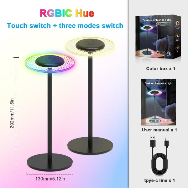 Rechargeable Table Lights , 2 Pcs Stepless RGB Color Changing Adjustable Lamps Carousel 5