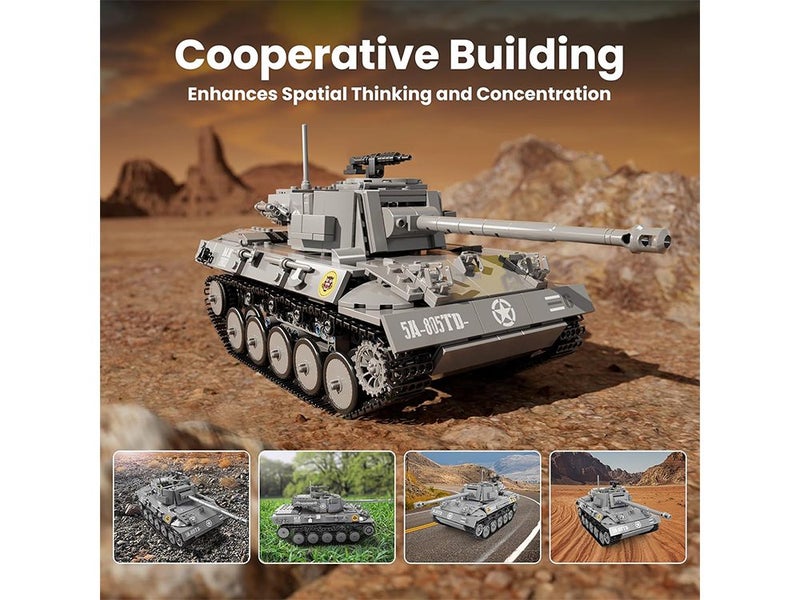 RC M18 Tank Building Set, Remote and APP Control WW2 Army Vehicles Model, Toys Carousel 2