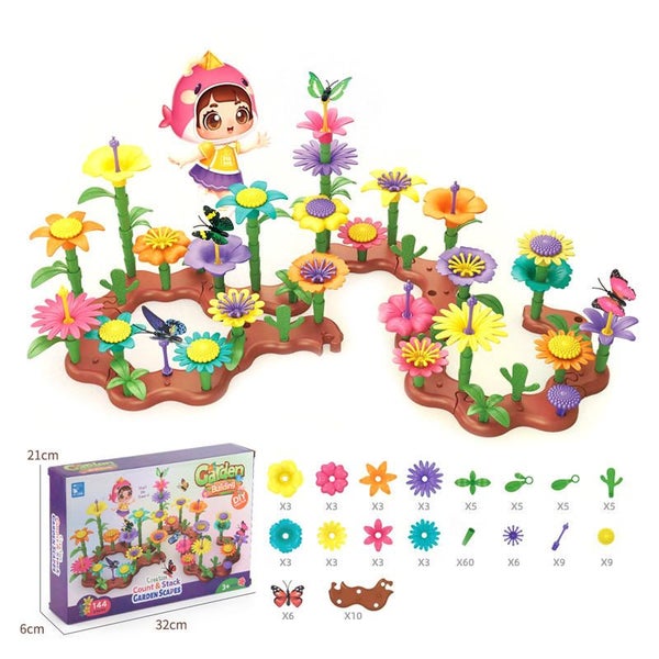 144Pcs Flower Garden Building Kit STEM Toy for 3-7 Year Old Girls Carousel 2