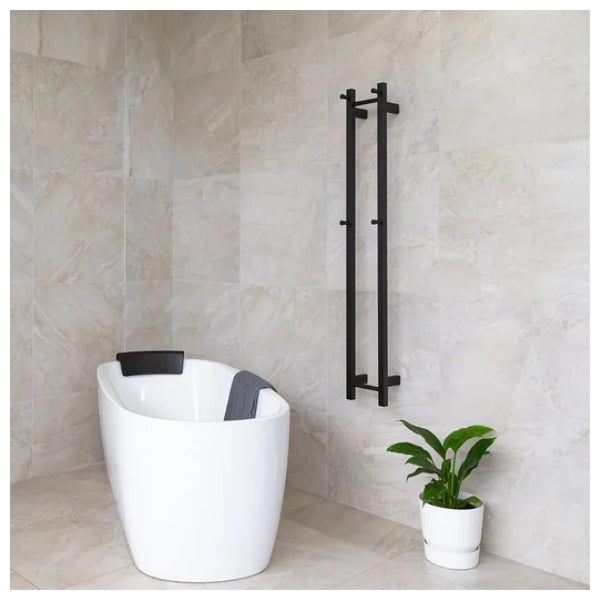 Fit Heated Towel Rail Double Vertical Square W200mm X H1400mm Black Carousel 2