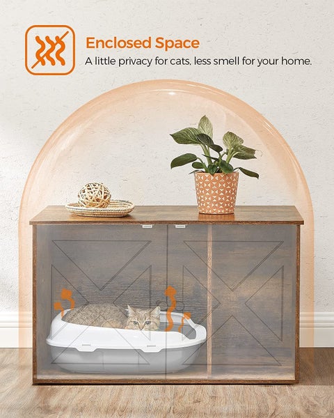 VASAGLE Feandrea Hidden Cat Litter Box Enclosure - Rustic Brown Carousel 5