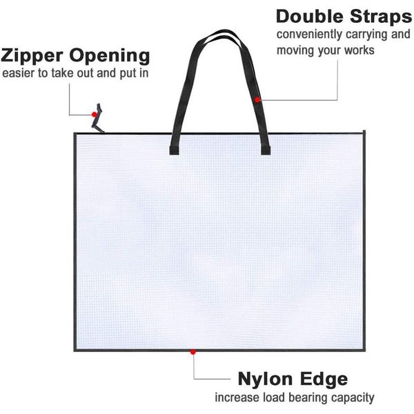 19 x 25 Inch Large Art Folder – Clear Mesh Organizer with Zipper Handle64256494379522112