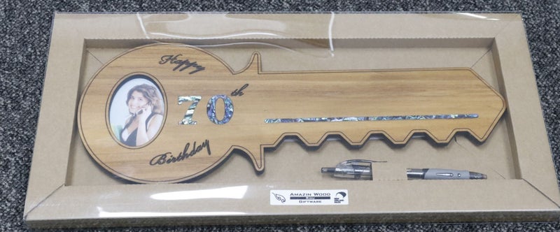 70th KEY - Wooden Photo key with Pen Carousel 1