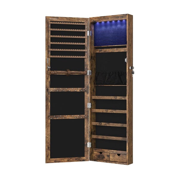Jewellery Cabinet with LED Mirror - Brown Carousel 1