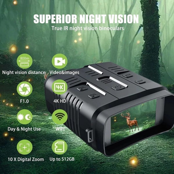 4K Night Vision Binoculars Device 10x Digital 800m Full Dark 8W Infrared WiFi... Carousel 2