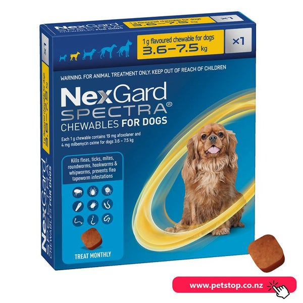 NexGard Spectra Flea & Worm Treatment 3.6-7.5kg 1pk Carousel 1