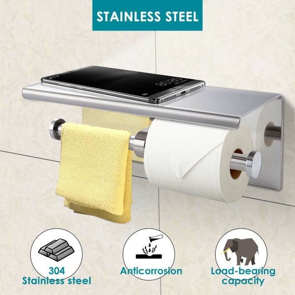 Toilet Paper Holder Double Roll Stainless-Steel Hook Bathroom Rack Wall Mount Carousel 2