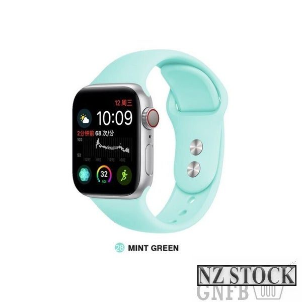 $1 RESERVE! Apple Watch Strap 42-44-45mm S/M Silicon Silicone Mint Green Sports Carousel 1