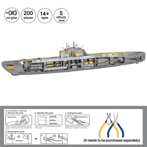 Piececool 3D Metal Puzzles DIY Submarine Model Building Kits for Teens Best G... Carousel 2