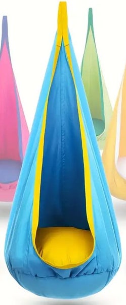 1pc Cozy Hanging indoor swing with Inflatable Pillow - Light Blue Carousel 2