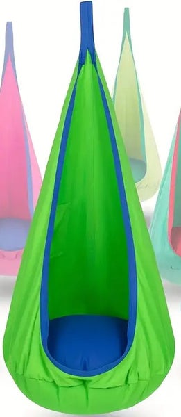 1pc Cozy Hanging Hammock indoor swing with Inflatable Pillow - Dark Green Carousel 2