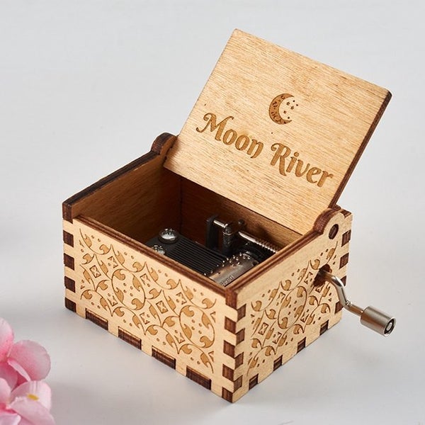 Moon river Music Box Hand Crank Carved Wooden Musical Box Carousel 1
