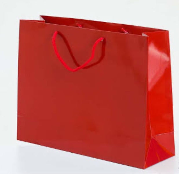 Large Red Glossy Laminated Carry Bags Red Carry Bag 10Psc Carousel 1