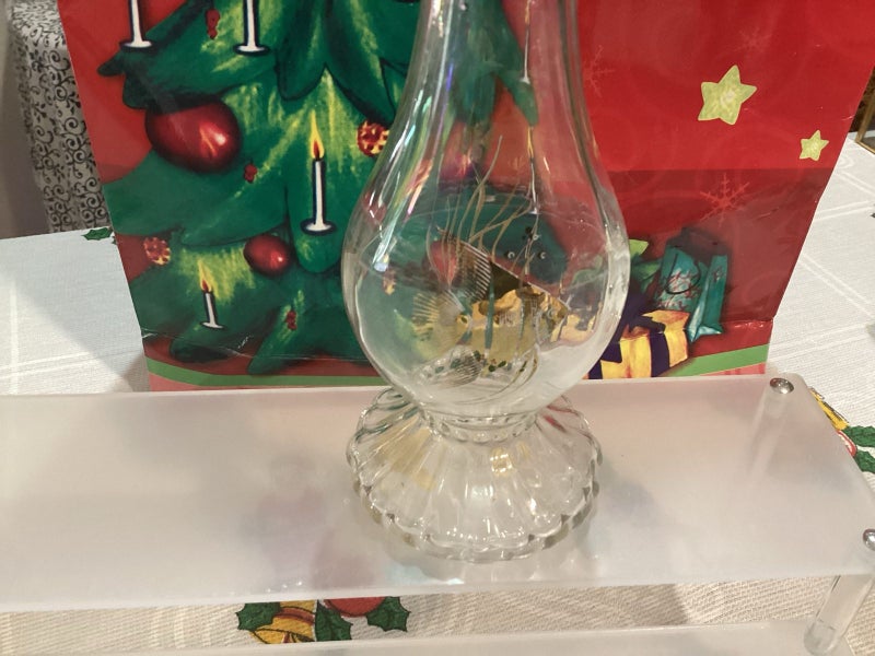 Vintage Avon glass Gold fish Bubble bath bottle Carousel 2