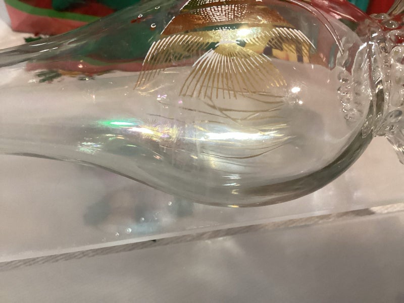 Vintage Avon glass Gold fish Bubble bath bottle Carousel 8