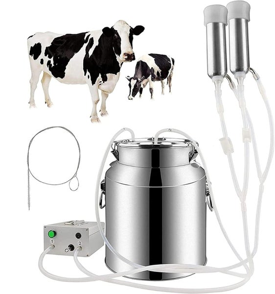 14L Pulse Pump Electric Milking Machine Stainless Steel Bucket Cattle Cow Milker Carousel 2