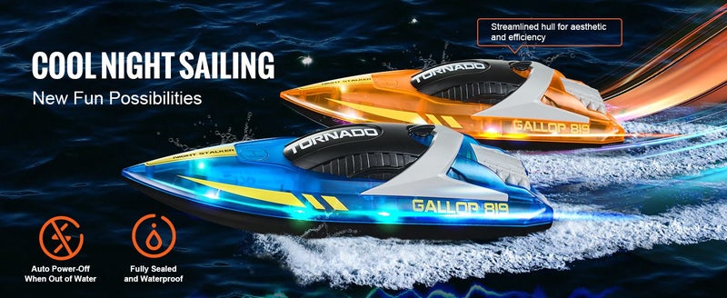 RC Boat for Kids,Remote Control Boat,Racing Boat with LED Light & 4 Recharge Carousel 1