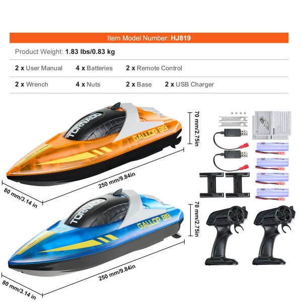 RC Boat for Kids,Remote Control Boat,Racing Boat with LED Light & 4 Recharge Carousel 13