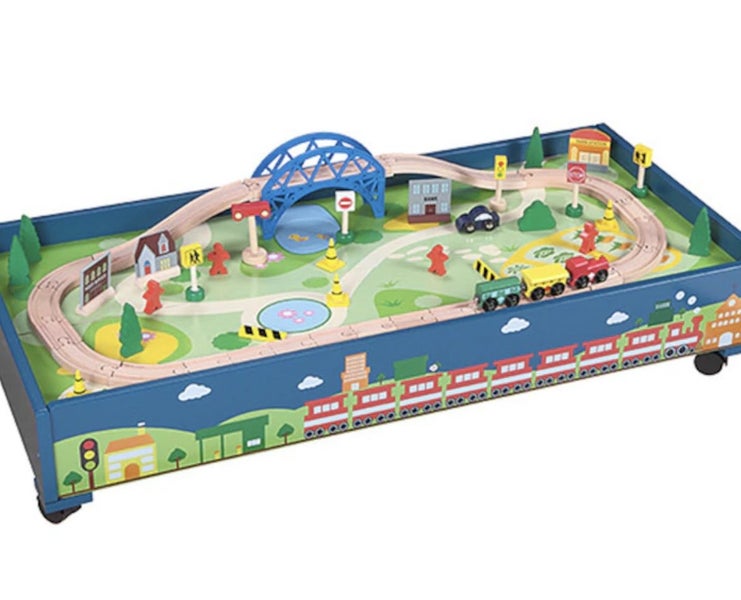 under bed wooden train table set Carousel 2