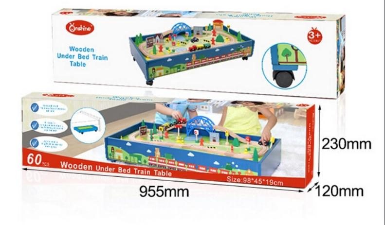 under bed wooden train table set Carousel 8