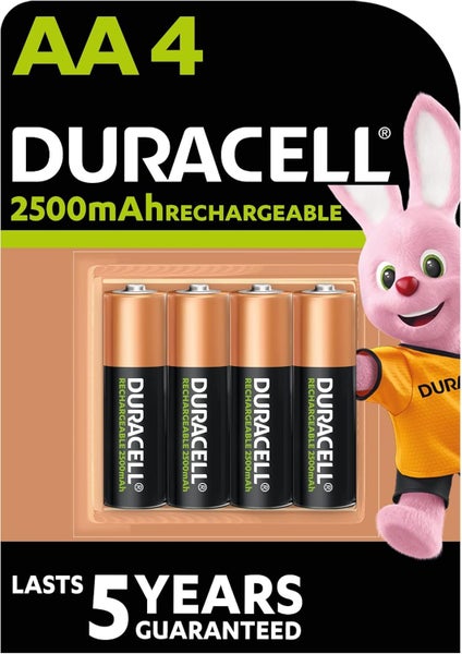 DX1500 :: Duracell Rechargeable NiMH Battery 1.2V AA Size 4 Pack Carousel 1