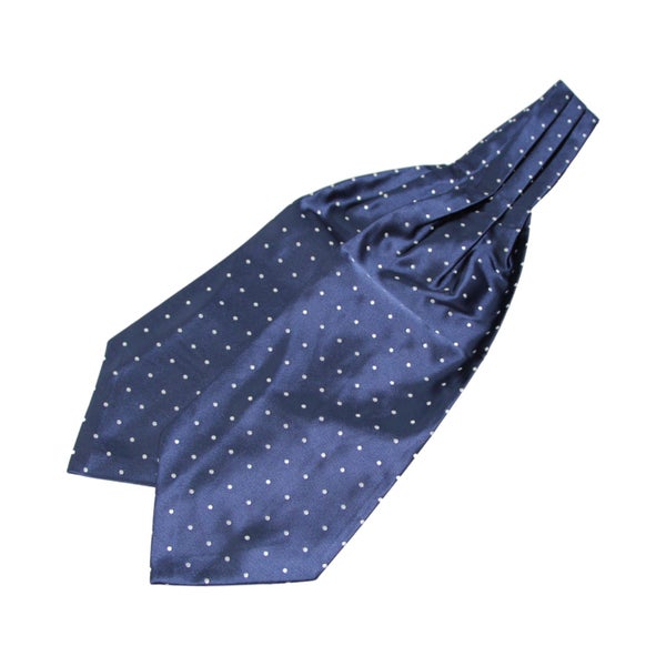Mens Navy & Silver Small Polka Dot Cravat Carousel 2