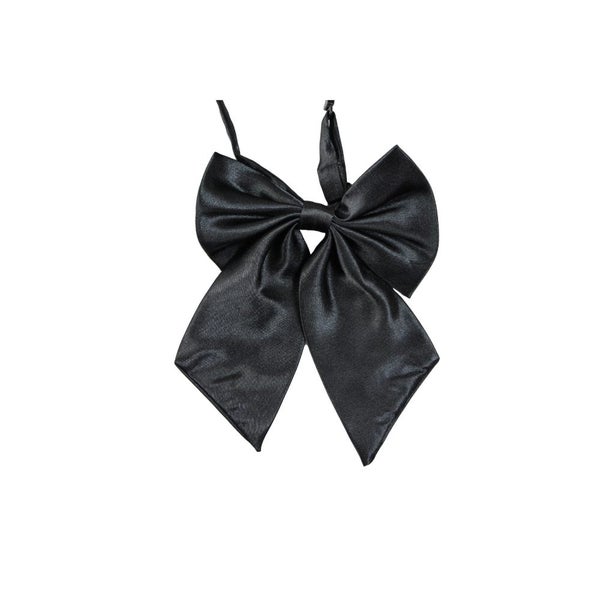 Womens Plain Black Shirt Collar Bow Tie Carousel 2