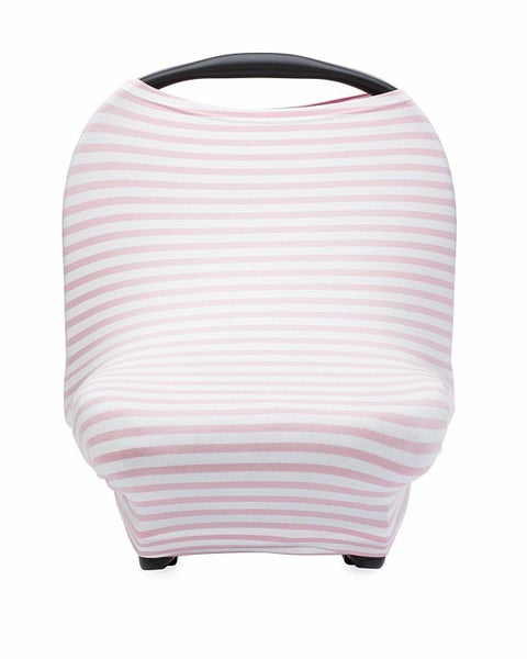 Breastfeeding Cover Cotton Nursing Maternity - White/Pink Thin Stripes Carousel 1