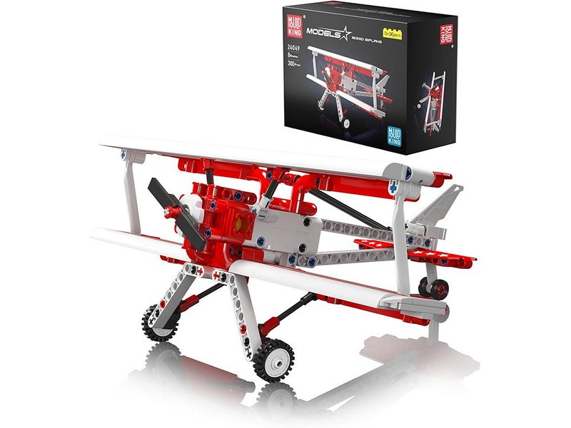 Mould King Mini Vintage Biplane Building Sets, Mini Biplane Building Blocks Carousel 1