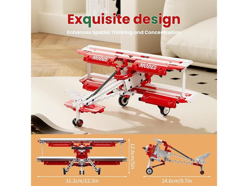 Mould King Mini Vintage Biplane Building Sets, Mini Biplane Building Blocks Carousel 2