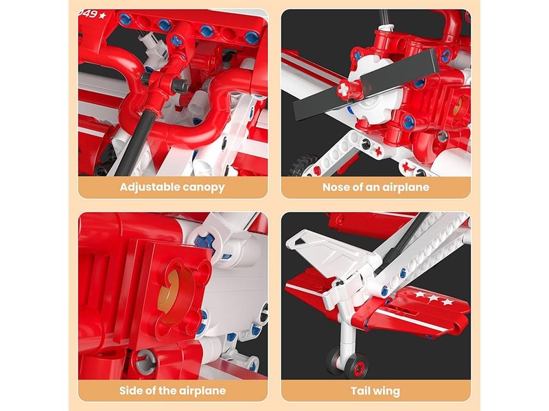 Mould King Mini Vintage Biplane Building Sets, Mini Biplane Building Blocks Carousel 6