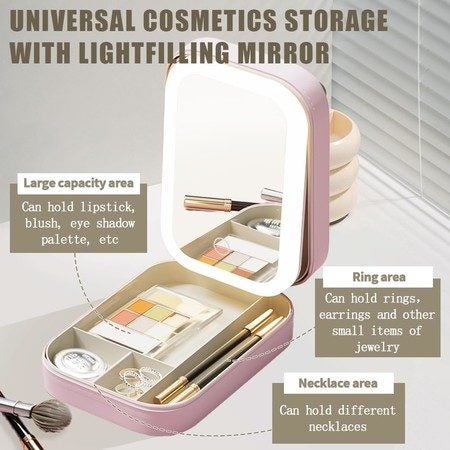 LED Lighted Travel Makeup Mirror Lights Carousel 1