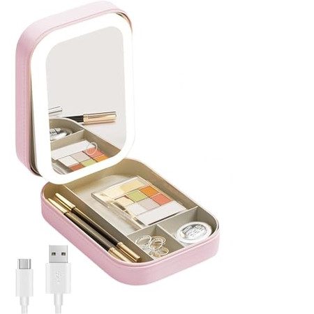 LED Lighted Travel Makeup Mirror Lights Carousel 8