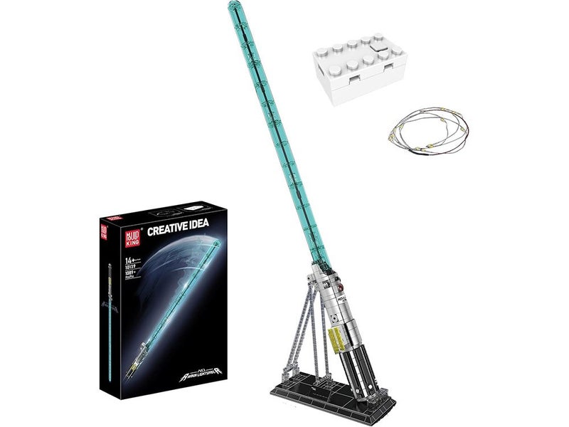 MOC Classic Blue Blade with Light Effect Stand, Cosplay Anime Technology Blocks Carousel 1
