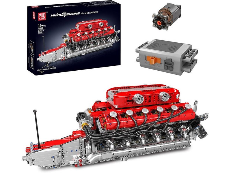 Mould King V12 Engine Building Blocks, APP Engine Electric Motor Drive Blocks Carousel 1