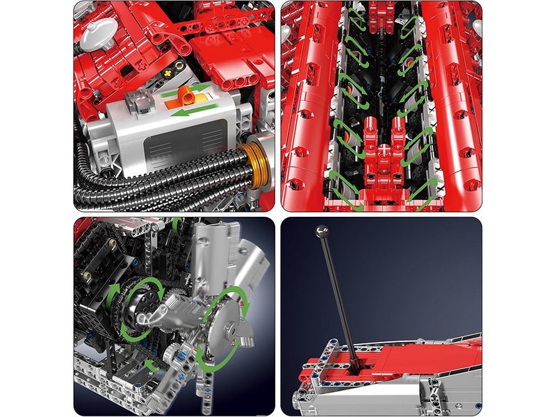 Mould King V12 Engine Building Blocks, APP Engine Electric Motor Drive Blocks Carousel 6