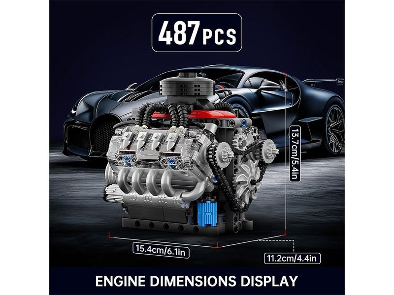 Mould King Mini V8 Engine Kits That Runs, Build Your Own Visible Car Motor Carousel 6